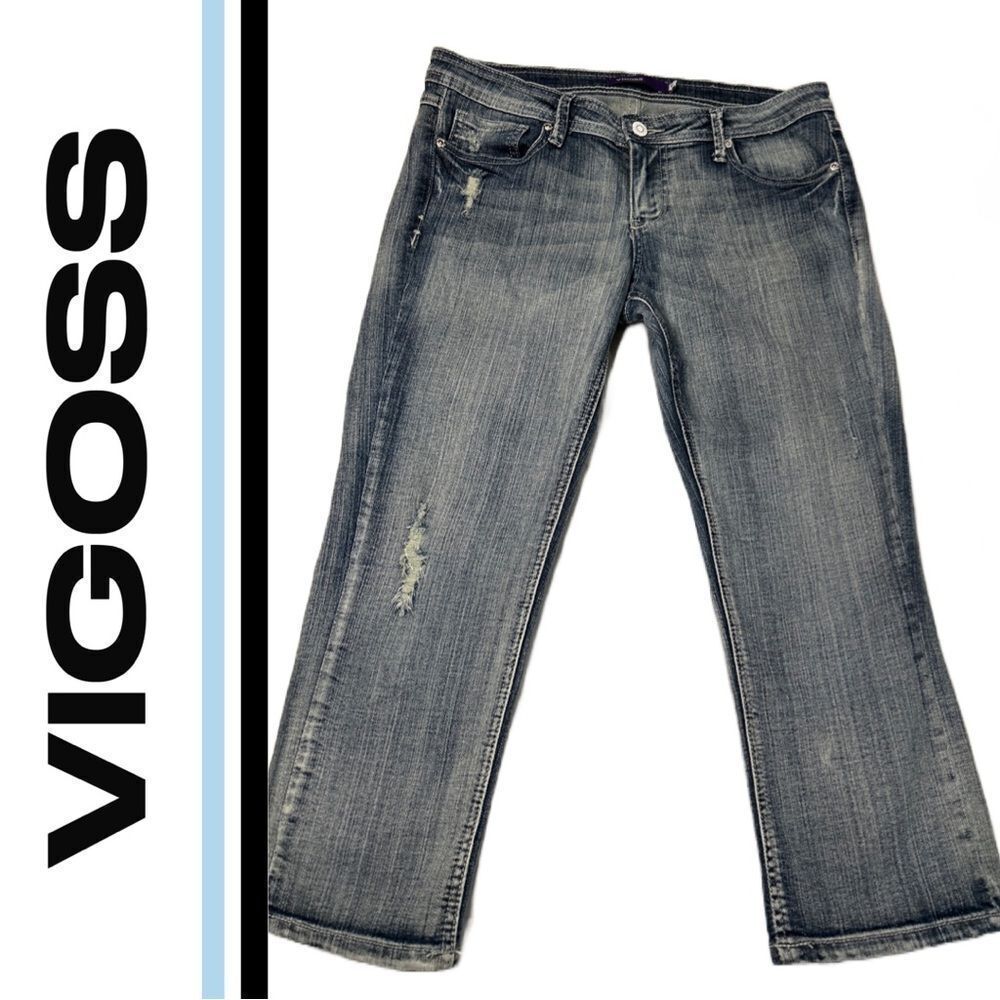 Vigoss Women’s Light Distressed Denim Crop Jeans - Size 9‎